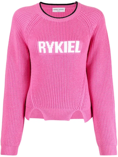 Shop Sonia Rykiel Logo Crew-neck Jumper In Pink