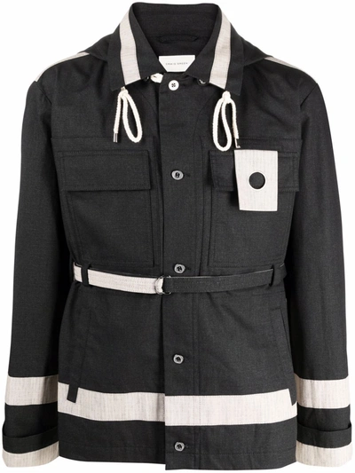 Shop Craig Green Panelled Utility Hooded Jacket In Black