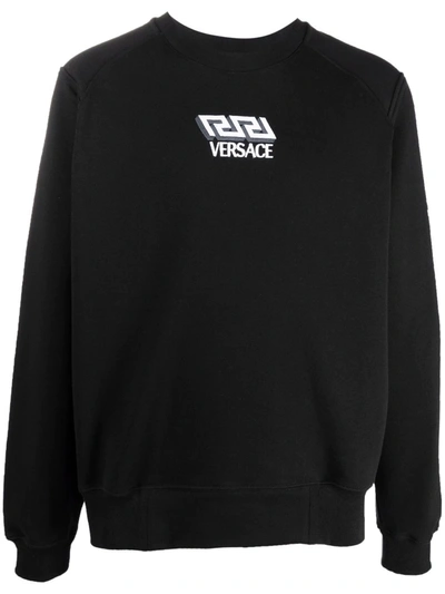 Shop Versace Logo-embroidered Sweatshirt In Black