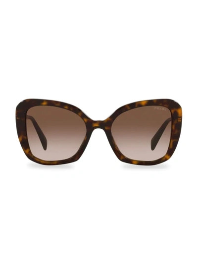 Shop Prada 54mm Butterfly Sunglasses In Dark Havana