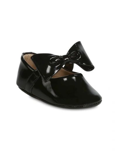 Shop Elephantito Baby Girl's Leather Bow Ballerina Shoes In Patent Black
