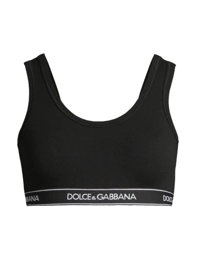 Shop Dolce & Gabbana Women's Logo Band Sports Bra In Black
