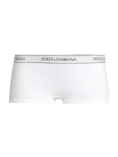 Shop Dolce & Gabbana Women's Logo Band Boyshorts In Bianco Ottico