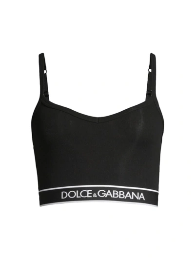 Shop Dolce & Gabbana Women's Logo Band Crop Top In Nero
