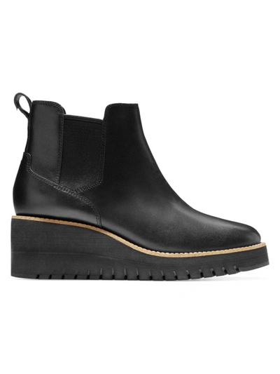 Shop Cole Haan Women's Zerogrand City Leather Wedge Boots In Black