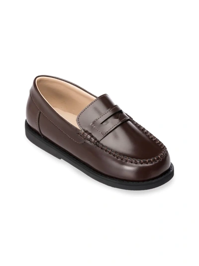 Shop Elephantito Kid's Scholar Leather Moccasins In Brown