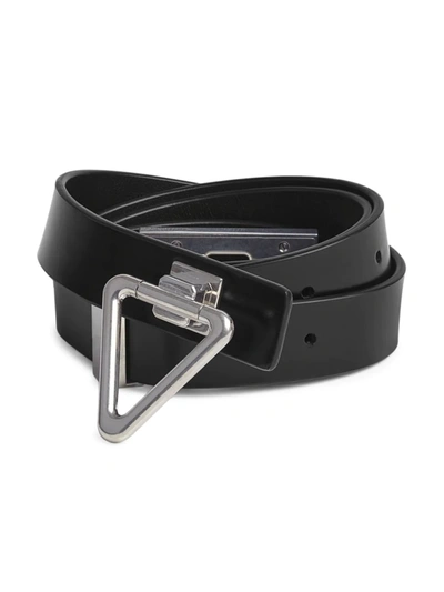 Shop Bottega Veneta Triangle Leather Belt In Black Silver