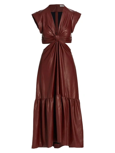 Shop A.l.c Alexandria Faux Leather Cut-out Dress In Cranberry