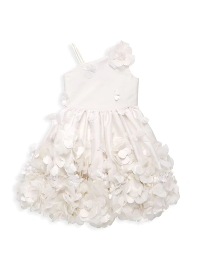 Shop Marchesa Little Girl's & Girl's Misha Flower Appliqués One-shoulder Dress In Ivory