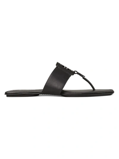 Shop Tory Burch Georgia Leather Thong Sandals In Perfect Black