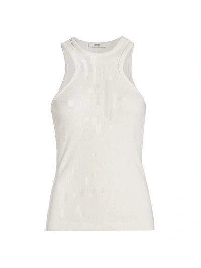 Shop Agolde Ribbed Cotton Tank Top In Wired Light Grey