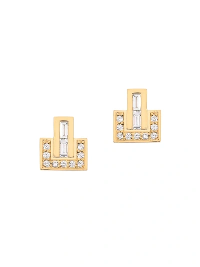 Shop Emily P Wheeler Women's Signature E 18k Yellow Gold & Diamond Stud Earrings