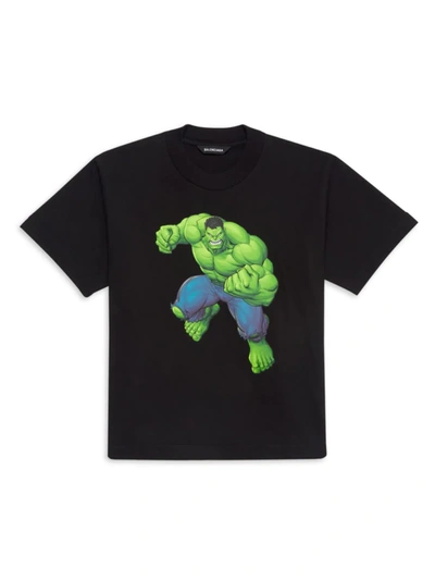 Shop Balenciaga Little Boy's & Boy's The Incredible Hulk T-shirt In Black Green