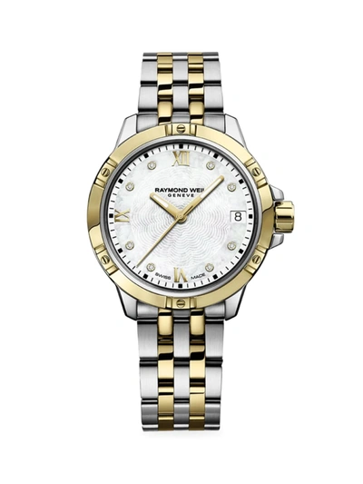 Shop Raymond Weil Women's Tango Diamond & Two-tone Gold & Stainless Steel Bracelet Watch In Silver