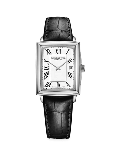 Shop Raymond Weil Women's Toccata Stainless Steel & Leather Strap Watch In Black