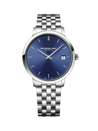 Shop Raymond Weil Men's Toccata Round Navy Blue Stainless Steel Bracelet Watch