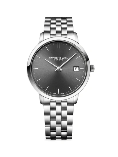 Shop Raymond Weil Men's Toccata Round Gray Stainless Steel Bracelet Watch In Grey