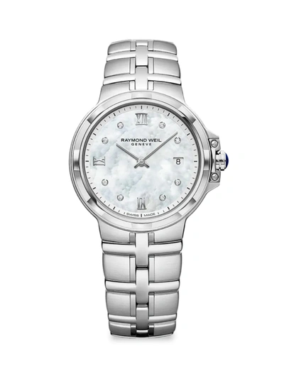 Shop Raymond Weil Women's Parsifal Diamond & Stainless Steel Bracelet Watch In Silver