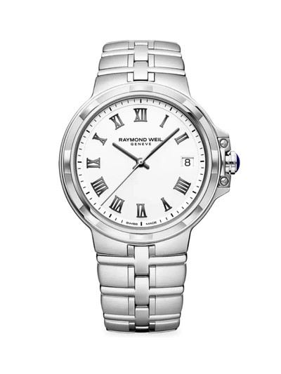Shop Raymond Weil Men's Parsifal White Stainless Steel Bracelet Watch In Silver