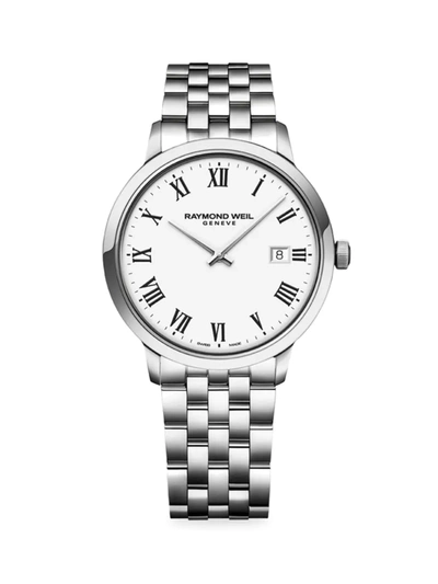 Shop Raymond Weil Men's Toccata Round White Stainless Steel Bracelet Watch In Silver