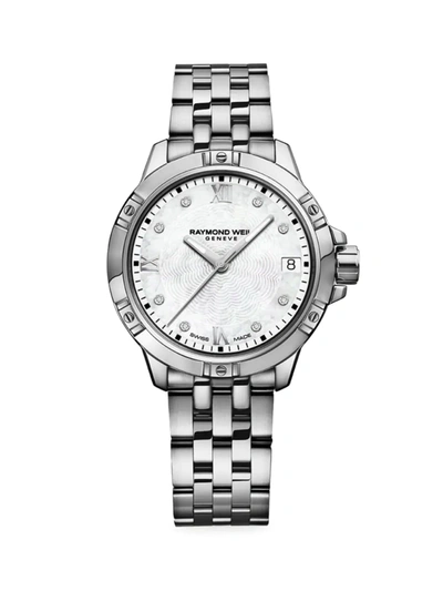 Shop Raymond Weil Women's Tango Diamond & Stainless Steel Bracelet Watch In Silver