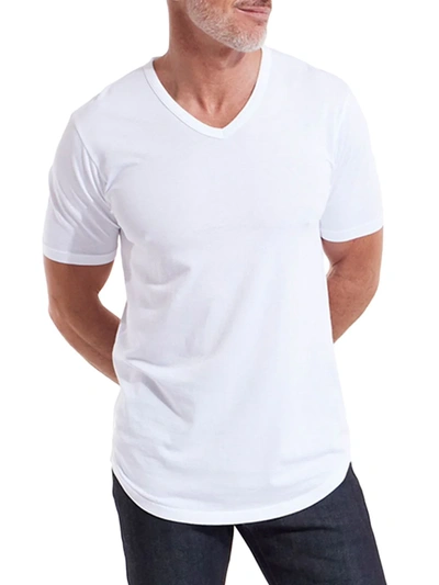 Shop Goodlife Men's Supima Cotton-blend Scallop V-neck T-shirt In White