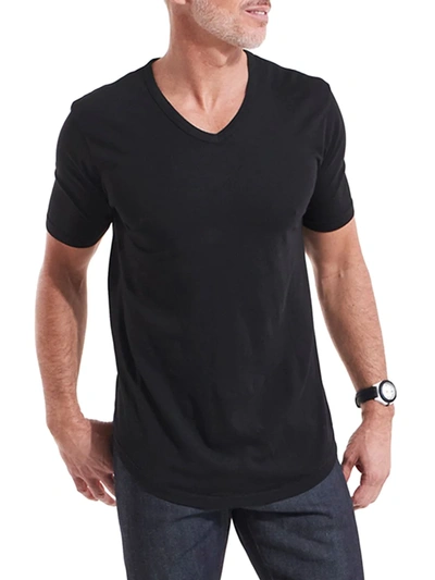 Shop Goodlife Men's Supima Cotton-blend Scallop V-neck T-shirt In Black