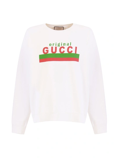 Shop Gucci "original " Print Sweatshirt In Bianco