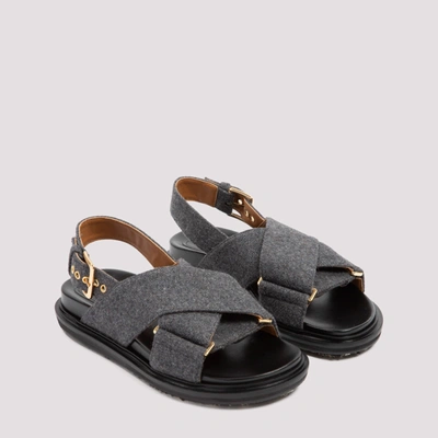 Shop Marni Fussbett Wool Sandals Shoes In Grey