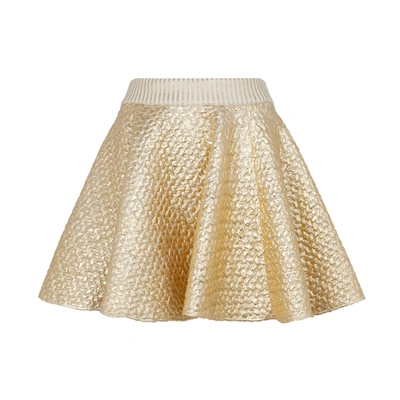 Shop Valentino Wool Knitted Skirt In Metallic