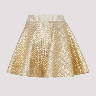 Shop Valentino Wool Knitted Skirt In Metallic
