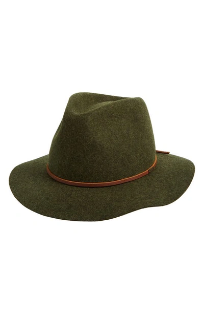 Shop Brixton Wesley Wool Fedora In Moss/ Brown Mix