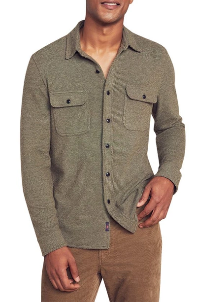 Shop Faherty Legend Button-up Shirt In Olive Melange Twill