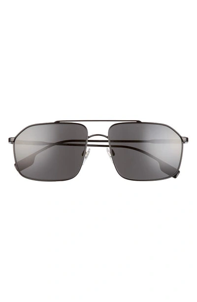 Shop Burberry 59mm Aviator Sunglasses In Black/ Dark Grey