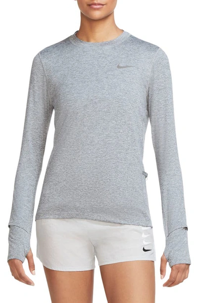 Shop Nike Element Dri-fit Running T-shirt In Smoke Grey/ Reflective Silver