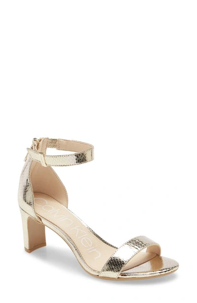 Shop Calvin Klein Chandari Sandal In Champagne Faux Leather