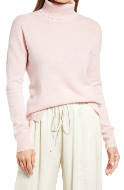 Shop Nordstrom Cashmere Turtleneck Sweater In Pink Lotus
