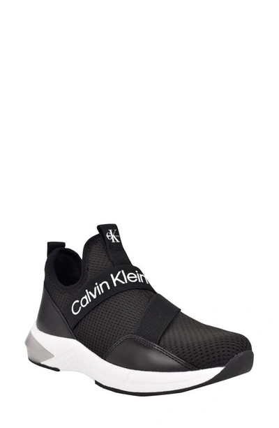 Shop Calvin Klein Sadie High Top Slip-on Sneaker In Black Fabric