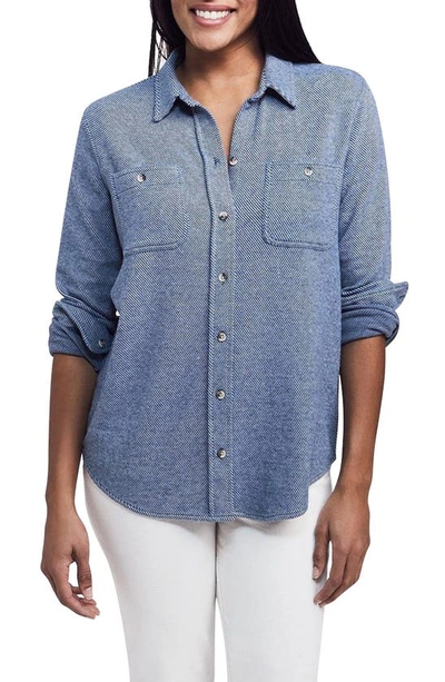 Shop Faherty Legend Knit Button-up Shirt In Washed Blue