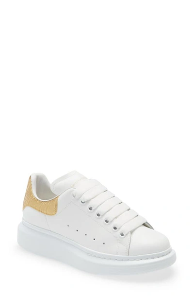 Shop Alexander Mcqueen Oversize Platform Sneaker In White/ Gold