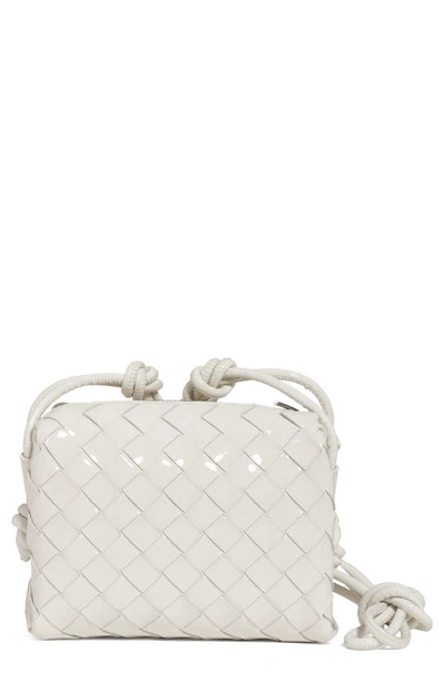 Shop Bottega Veneta Small Intrecciato Leather Crossbody Bag In White/ Silver