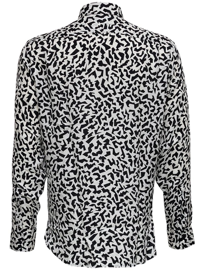 Shop Saint Laurent Opaque And Glossy Sparkle Printed Silk Shirt In White
