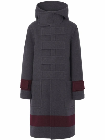 Shop Burberry Striped Touch-strap Duffle Coat In Grau