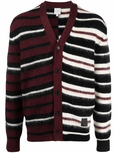 Shop Paul Smith Two-tone Striped Cardigan In Rot