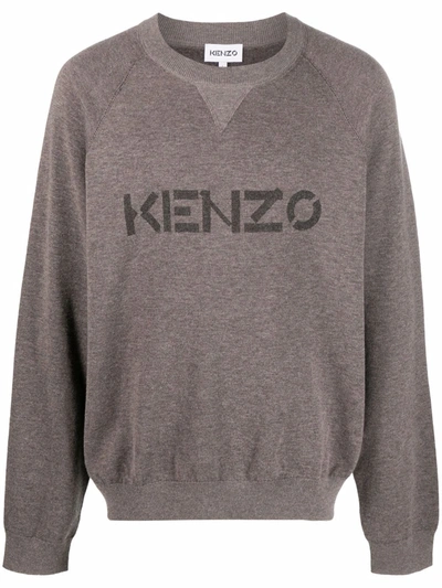 Shop Kenzo Knitted Logo Jumper In Braun