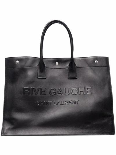 Shop Saint Laurent Rive Gauche Leather Tote Bag In Schwarz