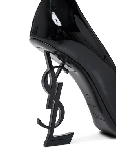 Shop Saint Laurent Tower 110 Patent Leather Opyum Sandals In Black