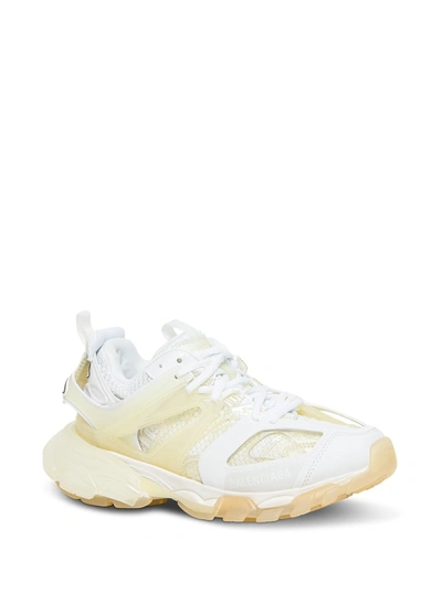 Shop Balenciaga Track Clear Sole Sneakers In Mix Of Materials In White