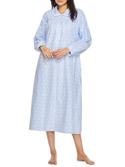 Shop Lanz Of Salzburg Holiday Peterpan Woven Nightgown In Blue Nordic Tyrol