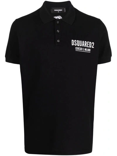 Dsquared2 Logo-print Polo Shirt In 黑色
